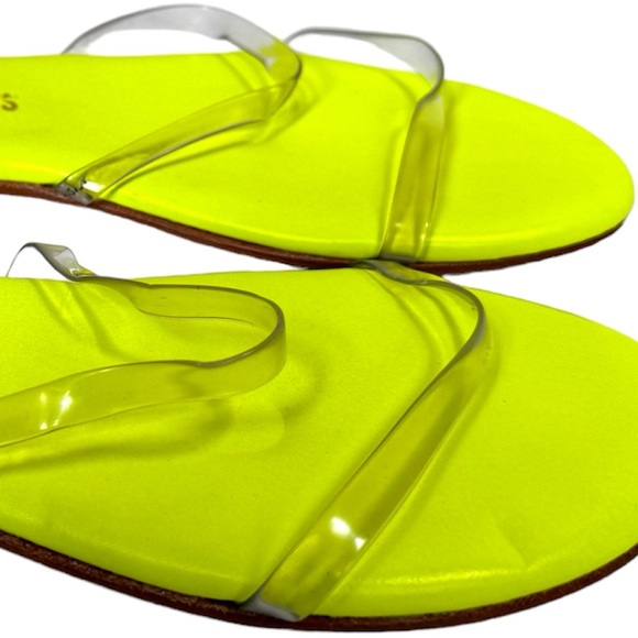 TKEES NEW Gemma Clear Neon Yellow Sandals Flats Leather Brazil Summer Minimalist - Picture 9 of 13